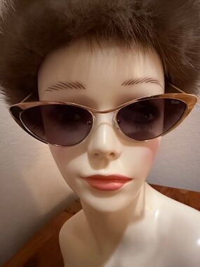 Quay Australia Gold Cat-Eye Sunglasses with Brown Lenses